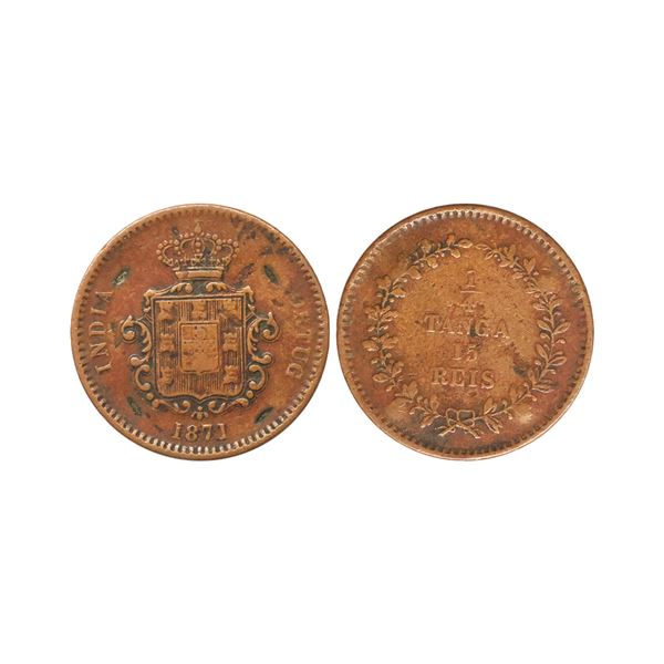 Indo Portuguese, Luis I (1861-1889 AD), Copper ¼ Tanga, 9.23 gms