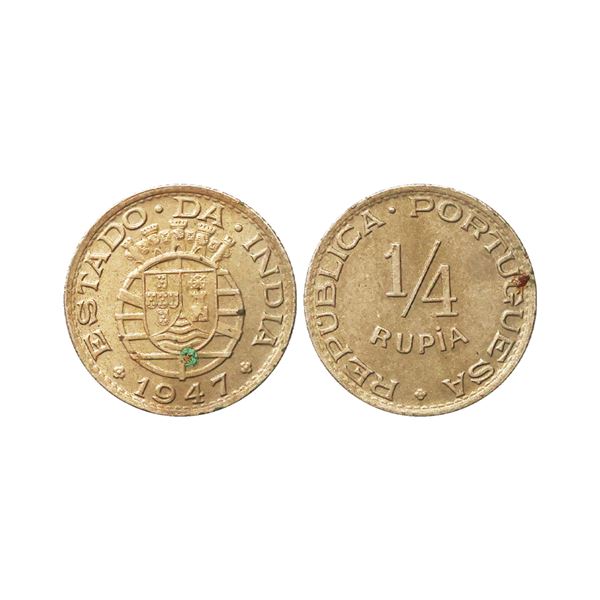 Indo - Portuguese, Republic, 1947, Copper-nickel ¼ Rupia, Lisboa mint