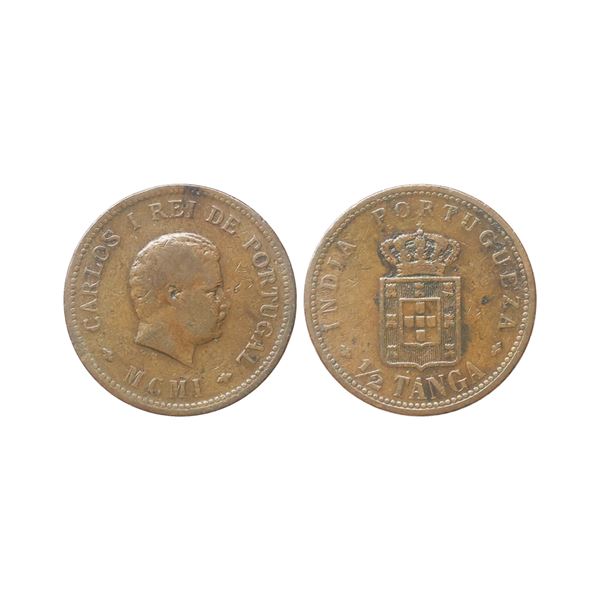 Indo - Portuguese, Carlos I, Copper ½ Tanga, 1901