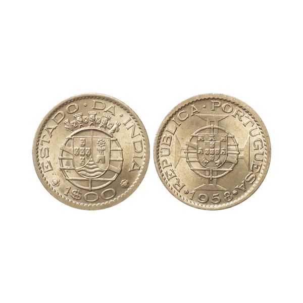 Indo - Portuguese, Republic, 1958, Nickel brass, 1 Escudo, Lisbon Mint