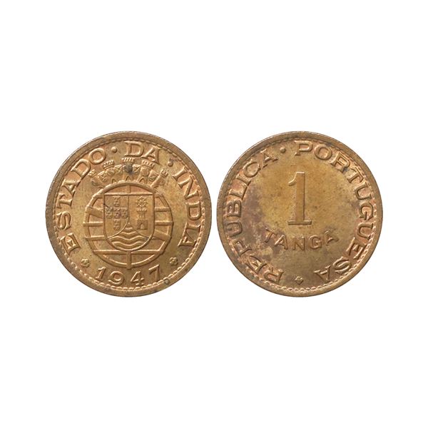 Indo - Portuguese,Republic, 1947, Bronze 1 Tanga, Lisboa mint