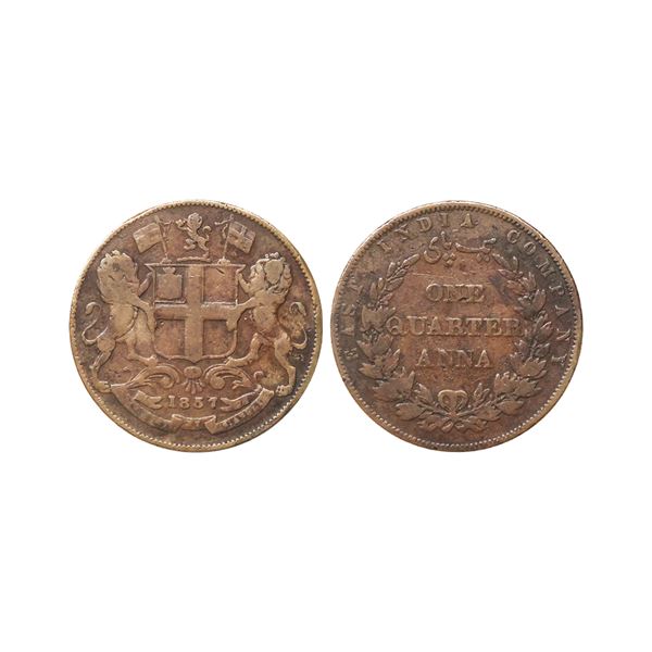 East India Company, Victoria, Copper ¼ Anna, 1857