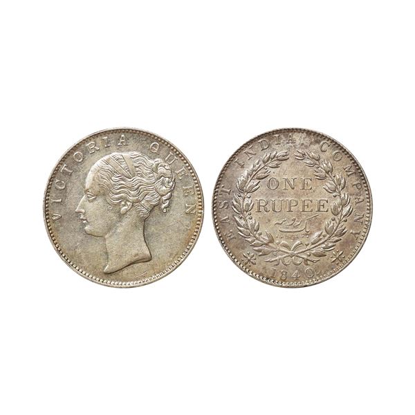 Victoria Queen, CL, Silver Rupee, 1840, 19 Berries