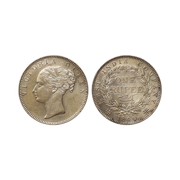 Victoria Queen, CL, Silver Rupee, 1840, 19 Berries
