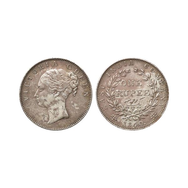 Victoria Queen, CL, Silver Rupee, 1840, Madras Mint