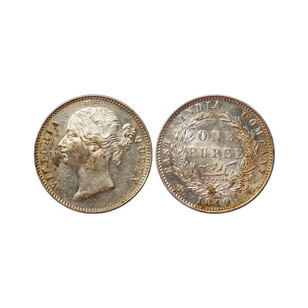 Victoria Queen, DL, Silver Rupee, 1840, Bombay/ Calcutta Mint
