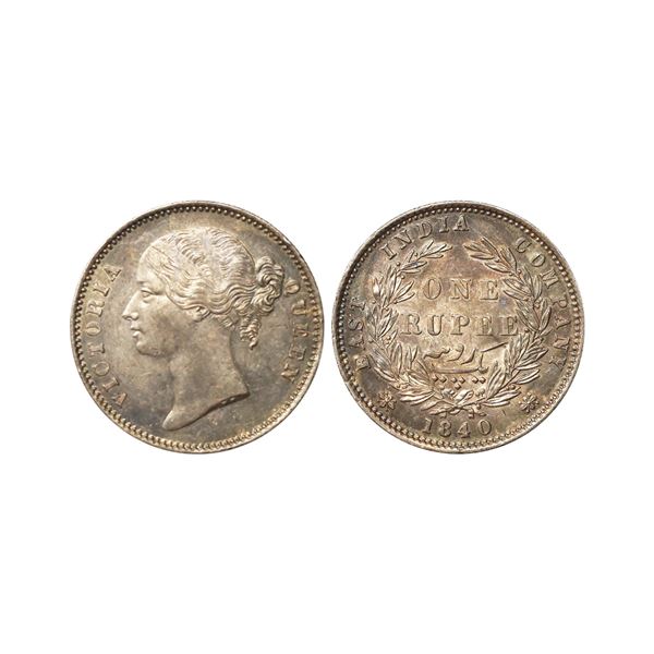 Victoria Queen, DL, Silver Rupee, 1840, Bombay/Calcutta Mint