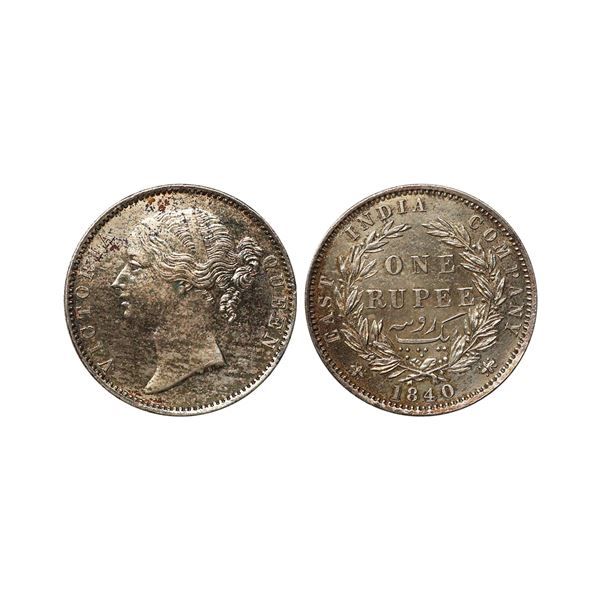 Victoria Queen, DL, Silver Rupee, 1840, Madras Mint