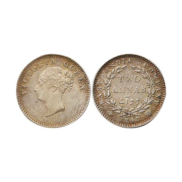 Victoria Queen, CL, Silver 2 Annas, 1841, Bombay/Calcutta Mint