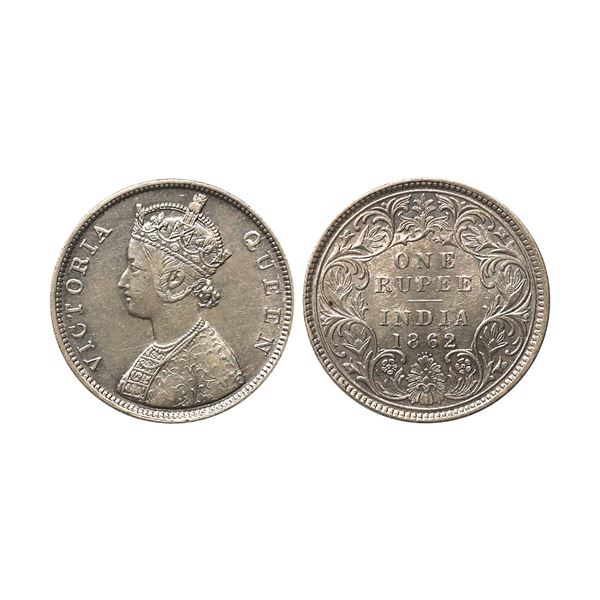 Victoria Queen, Silver Rupee, 1862, Madras Mint