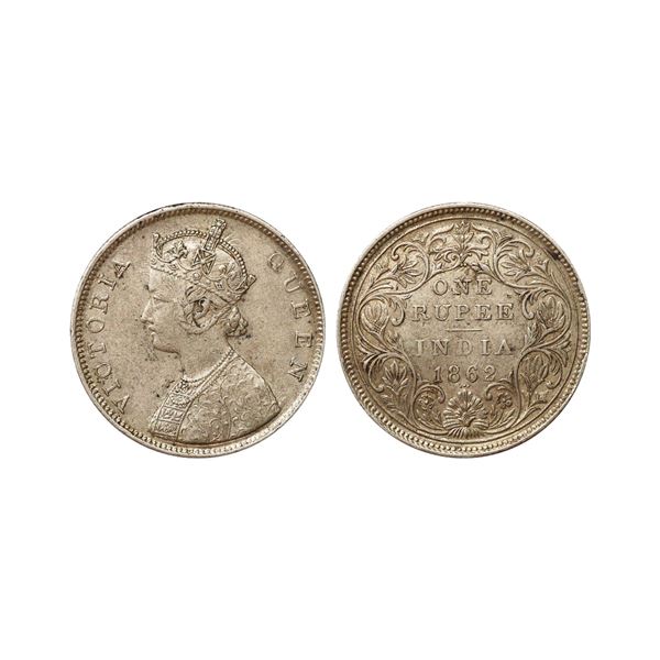 Victoria Queen, Silver Rupee, 1862, Madras Mint