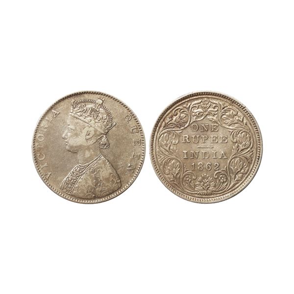 Victoria Queen, Silver Rupee, 1862, D / II