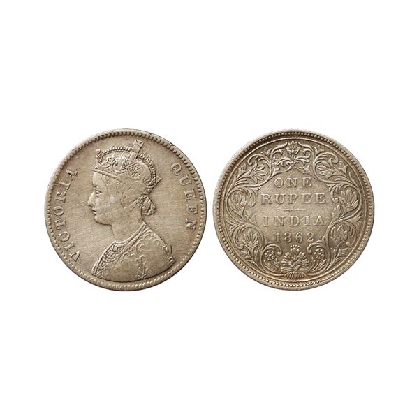 Victoria Queen, Silver Rupee, 1862, Bombay Mint