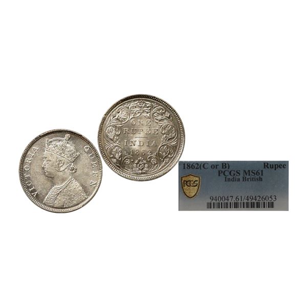 Victoria Queen, Silver Rupee, 1862, Calcutta/ Bombay Mint