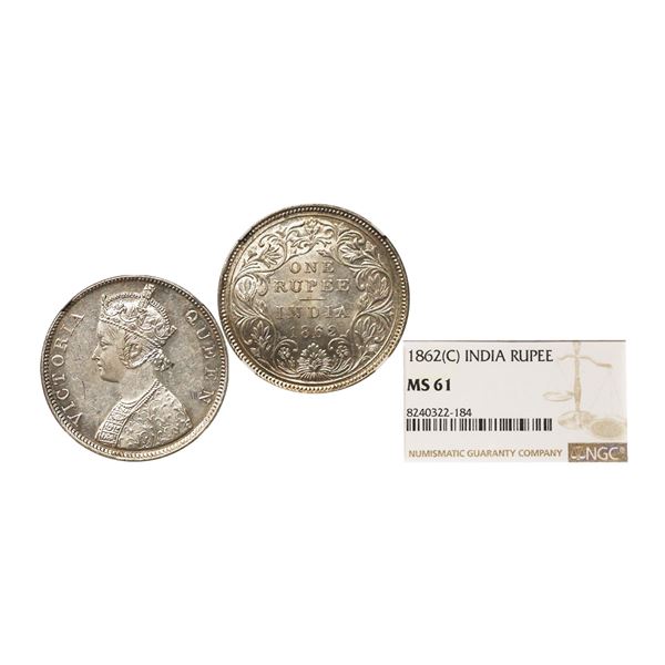 Victoria Queen, Silver Rupee, 1862, Calcutta Mint