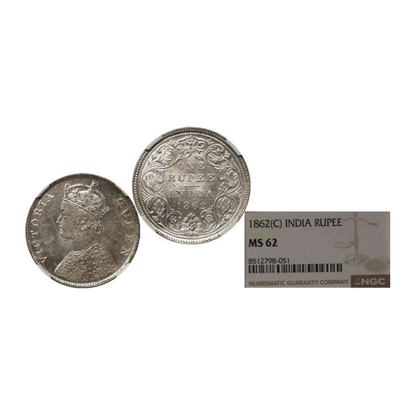 Victoria Queen, Silver Rupee, 1862, Calcutta Mint