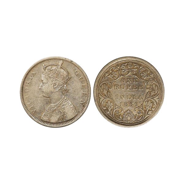 Victoria Queen, Silver Rupee, 1862, Calcutta/Bombay Mint