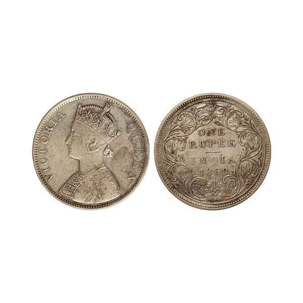 Victoria Queen, Silver Rupee, 1862, Madras Mint