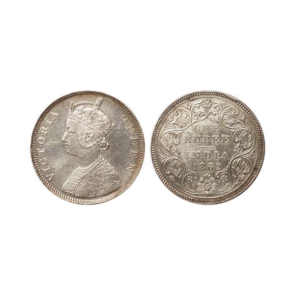Victoria Queen, Silver Rupee, 1862, Madras Mint