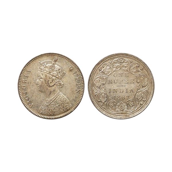 Victoria Queen, Silver Rupee, 1862, A / II, 0/7 Dots