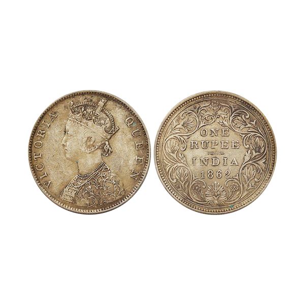 Victoria Queen, Silver Rupee, 1862, B1/II, Madras Mint
