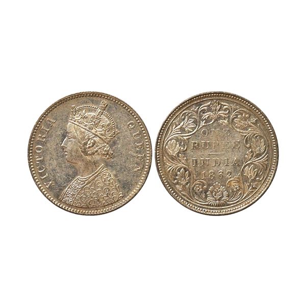 Victoria Queen, Silver Rupee, 1862, A/II, 0/7 Dots