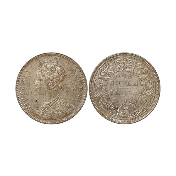 Victoria Queen, 1_62, Silver Rupee, Numberal 8 is not struck on the die, Choice grade