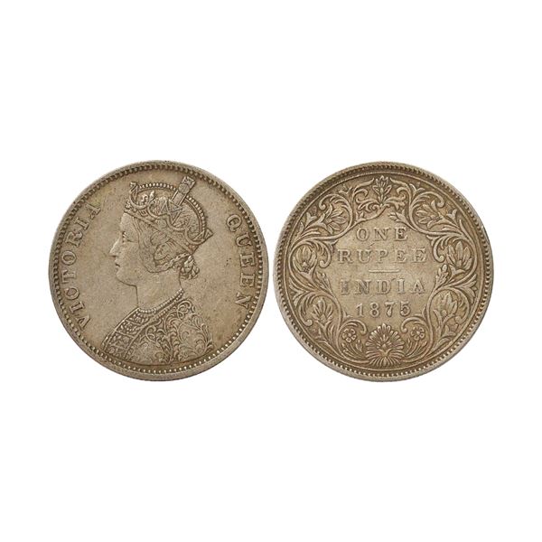 Victoria Queen, 1875, Silver Rupee, A2/II, No Dot,