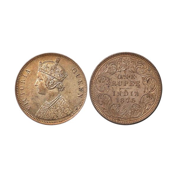 Victoria Queen, Silver Rupee, 1875, Calcutta Mint