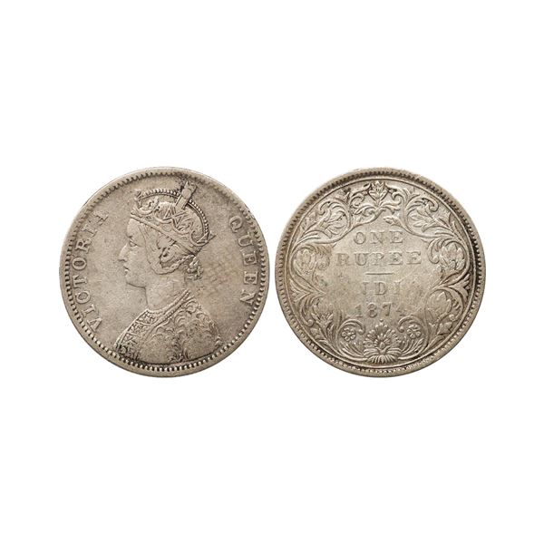 Victoria Queen, Silver Rupee, 1874, A / II, Bombay Mint