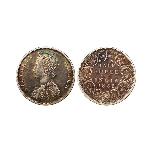 Victoria Queen, Silver 1/2 Rupee, 1862