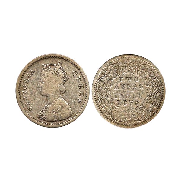 Victoria Queen, Silver 1/4 Rupee, 1875, Calcutta Mint
