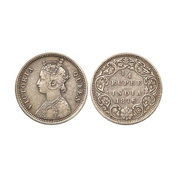 Victoria Queen, Silver 1/4 Rupee, 1876, Bombay Mint