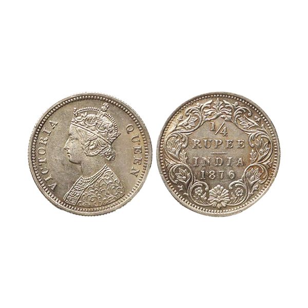Victoria Queen, Silver 1/4 Rupee, 1876, Bombay Mint