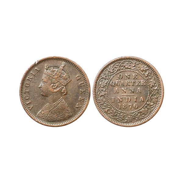 Victoria Queen, Copper 1/4 Anna, 1876, Calcutta Mint