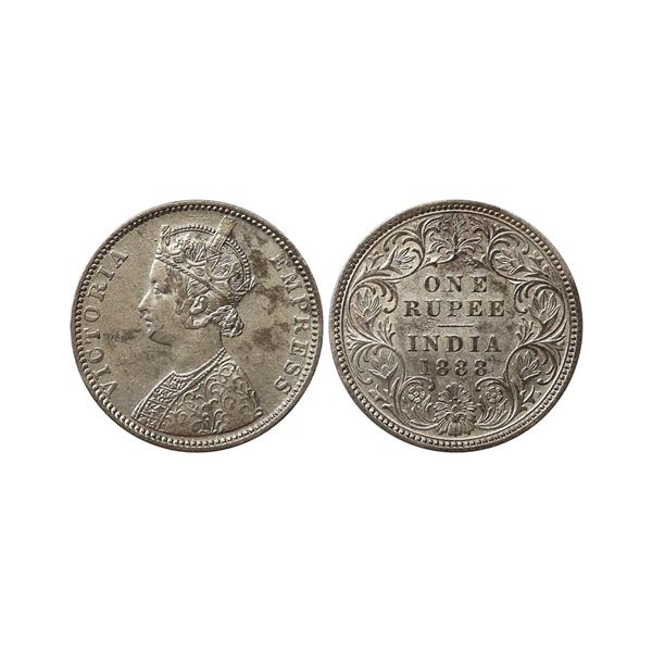 Victoria Empress, Silver Rupee, 1888, Bombay Mint, A5 / I / B Raised, Very Fine.