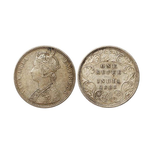 Victoria Empress, Silver Rupee, 1888, C2/I(ii), ' B ' Raised struck on reverse B i