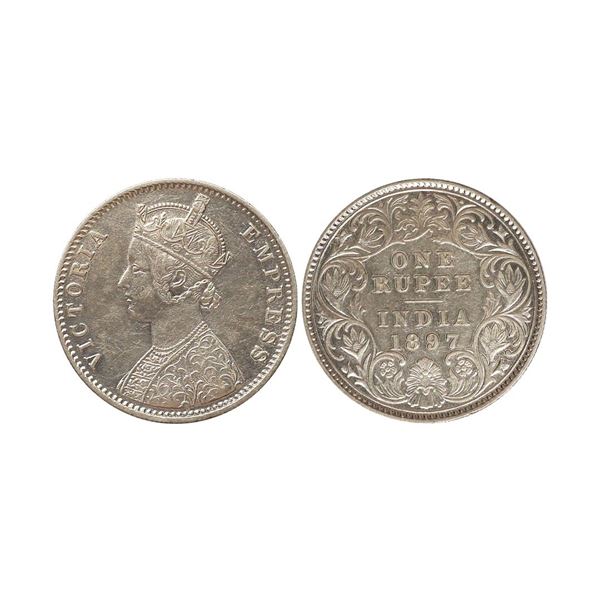 Victoria Empress, 1897, Silver Rupee, C3/I(i), C incuse, Superb High Grade, Extremely rare