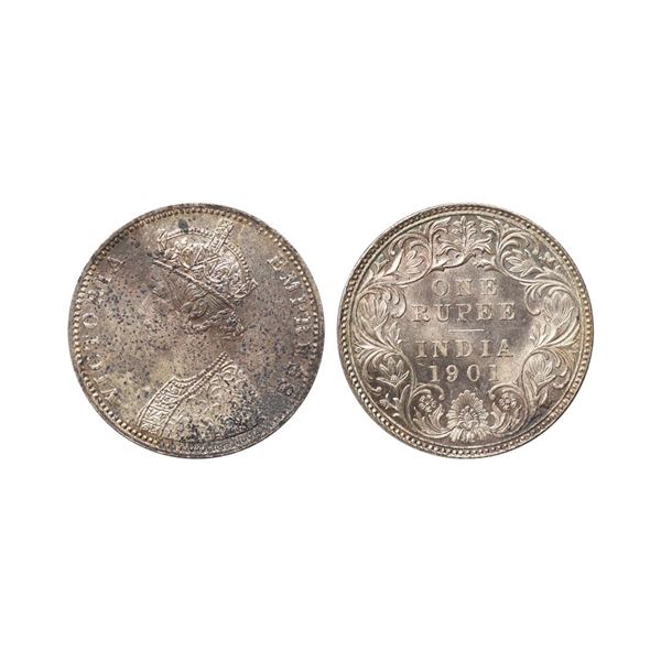 Victoria Empress, Silver Rupee, 1901, Bombay Mint, B Incuse, C4 / I, UNC.