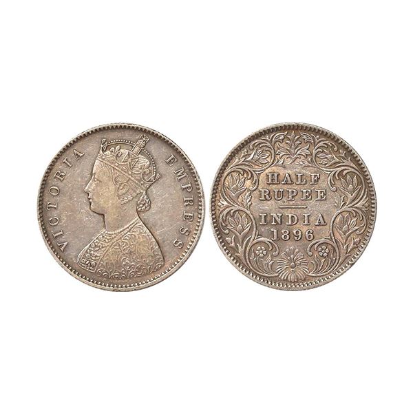 Victoria Empress, Silver 1/2 Rupee, 1896, High Grade.