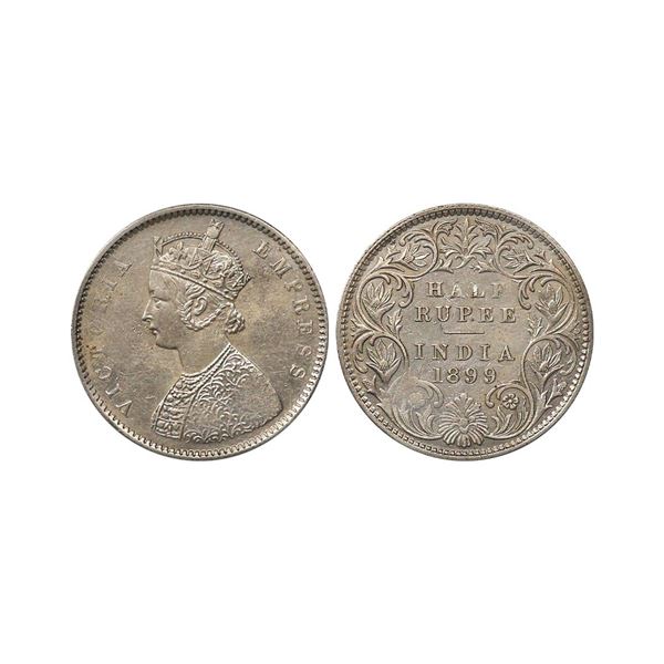Victoria Empress, Silver 1/2 Rupee, 1899, Bombay Mint, Extra Fine.