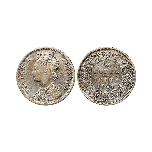 Victoria Empress, Silver 1/4 Rupee, 1894, Bombay Mint