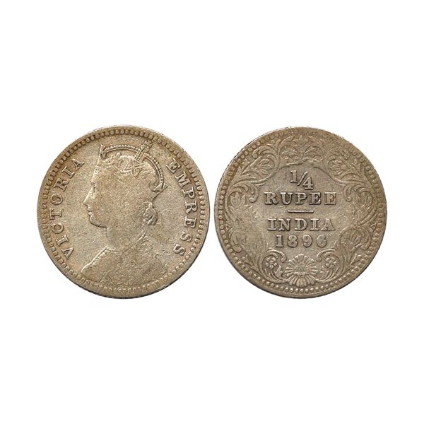Victoria Empress, Silver 1/4 Rupee, 1896, Calcutta Mint