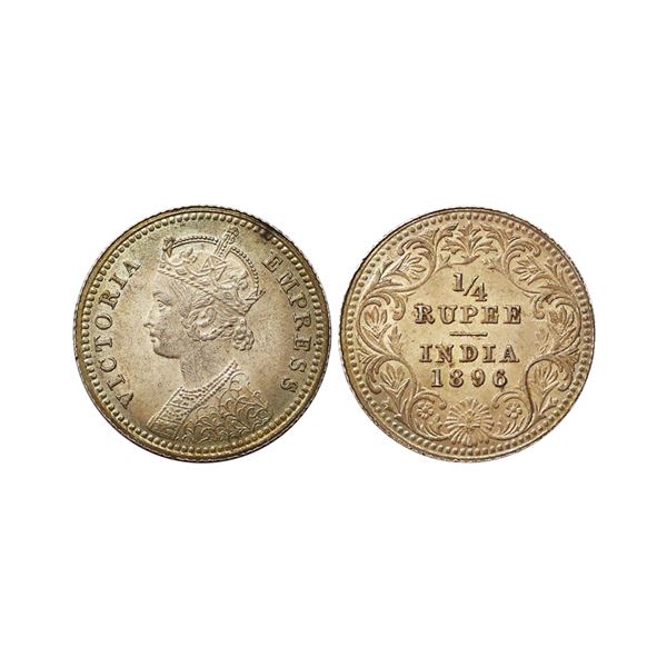 Victoria Empress, Silver 1/4 Rupee, 1896, Calcutta Mint
