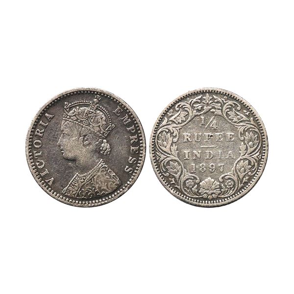 Victoria Empress, Silver 1/4 Rupee, 1897, Bombay Mint