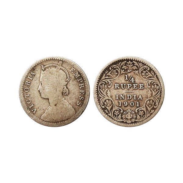 Victoria Empress, Silver 1/4 Rupee, 1901, Calcutta Mint
