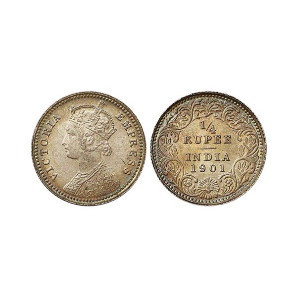 Victoria Empress, Silver 1/4 Rupee, 1901, Calcutta Mint