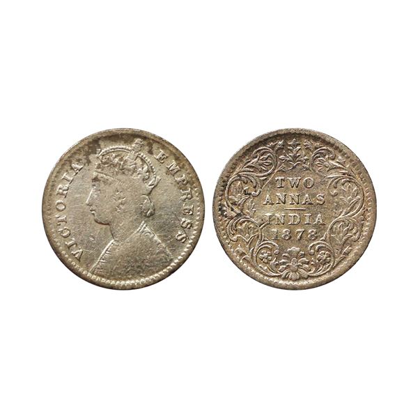 Victoria Empress, Silver 2 Annas, 1878, Calcutta Mint