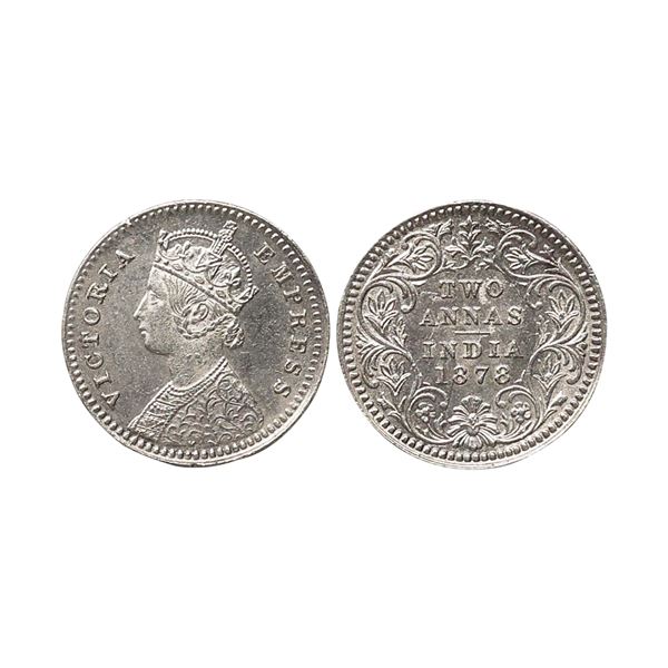 Victoria Empress, Silver 2 Annas, 1878, Calcutta Mint