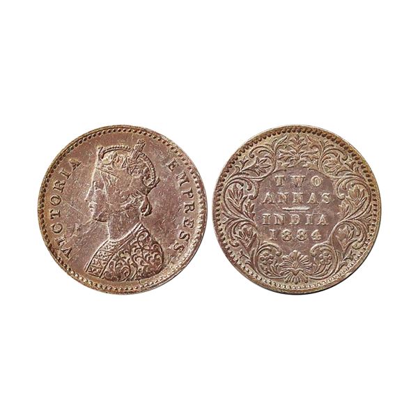 Victoria Empress, Silver 2 Annas, 1884, Bombay Mint